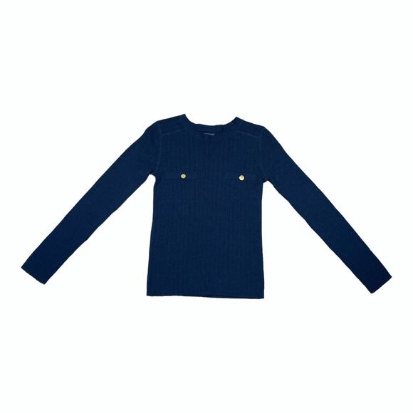 BENSIMON Navy Wool Ribbed Fitted Crew Neck Sweater XS - Picture 1 of 5